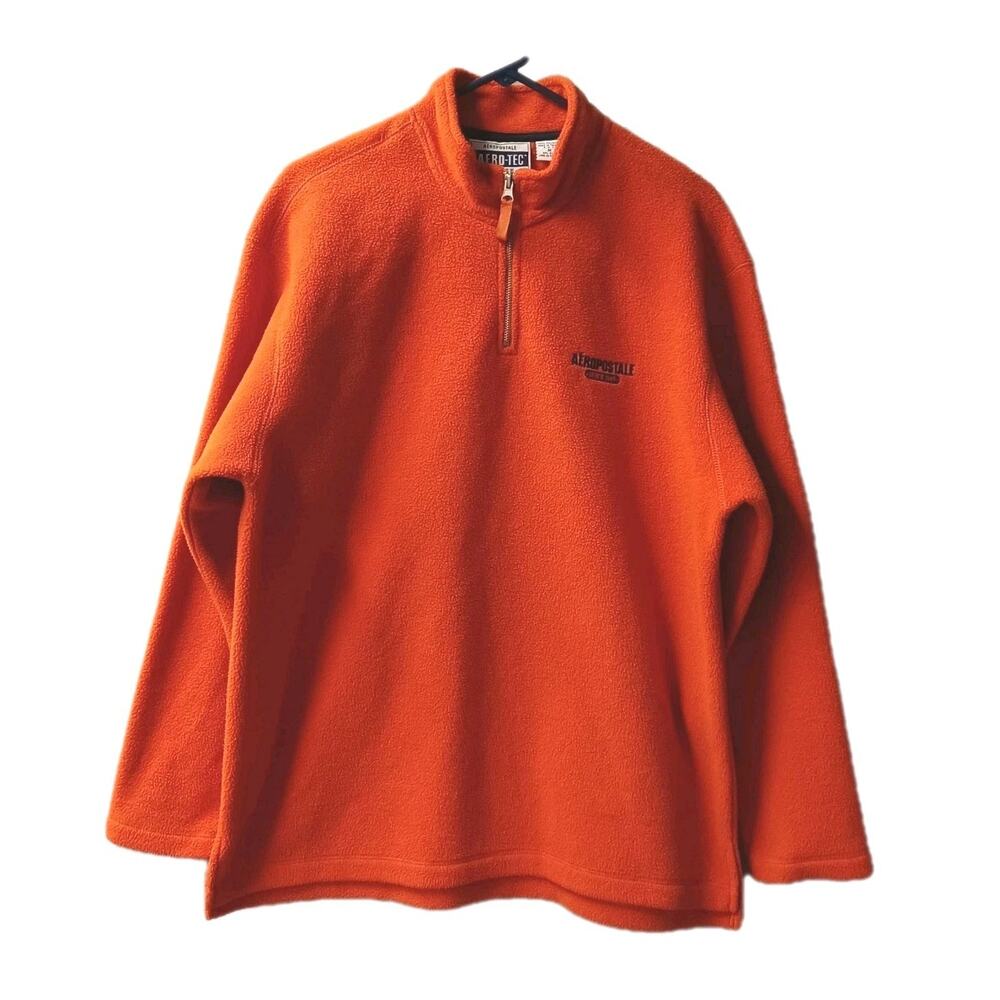 Aeropostale Aero-Tec Men's Med Vtg Orange Fleece Pullover Sweater Gorpcore